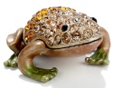 Kubla Crafts Bejeweled Enamel 3746B Frog Amber Box