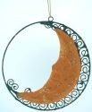 Kubla Crafts Cloisonne 0054 Gilted Metal Moon Ornament Set of 3