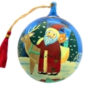 Kubla Crafts Cloisonne 0073- Glass Ball Hand Painted Santa Ornaments Set of 3