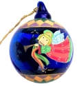 Kubla Crafts Cloisonne 0075- Glass Ball Hand Painted Angel Ornaments Set of 3