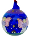 Kubla Crafts Cloisonne 0076- Glass Ball Hand Painted Ball Angel Ornaments Set of 3