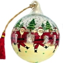 Kubla Crafts Cloisonne 0077- Glass Ball Hand Painted Santa Ornaments Set of 3