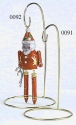 Kubla Crafts Cloisonne 0091- Gold Stand Ornament Holder Set of 6