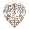 Kubla Crafts Cloisonne 0102- Antique Gold Wire Heart Ornaments Set of 3