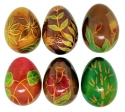 Kubla Crafts Capiz 0203- Hand Painted Wooden Eggs Set of 6