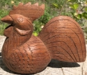 Kubla Crafts Capiz 0207R Rooster Teak Wood Boxes Set of 2