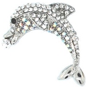 Kubla Crafts Bejeweled Enamel 0228- Austrian Crystal Dolphin Brooch