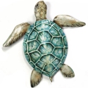 Kubla Crafts Capiz 0244GR Green Sea Turtle Wall Decor Capiz Shell and Metal