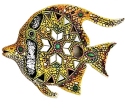 Kubla Crafts Capiz 0339 Mosaic Fish Wall Decor