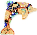 Kubla Crafts Capiz 0385- Mosaic Dolphin Wall Decor Set of 2