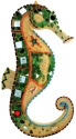 Kubla Crafts Capiz 0387G Mosaic Green Seahorse Wall Decor Set of 2