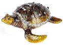 Kubla Crafts Bejeweled Enamel KUB 1 3304B Sea Turtle Box Brown