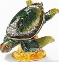 Kubla Crafts Bejeweled Enamel KUB 1 3401 Green Sea Turtle Box