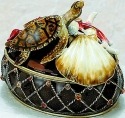 Kubla Crafts Bejeweled Enamel 3769 Sea Turtle on Oval Box