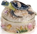 Kubla Crafts Bejeweled Enamel KUB 1 3993 Large Sea Turtle on Sand Box