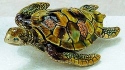Kubla Crafts Bejeweled Enamel 3997 Topaz Sea Turtle Box