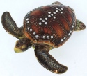 Kubla Crafts Bejeweled Enamel 4178A Brown Sea Turtle Box