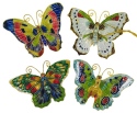 Kubla Crafts Cloisonne 4400- Cloisonne Butterflies Ornament Set of 4