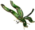 Kubla Crafts Cloisonne 4791GR Bejeweled Dragonfly Green Ornament