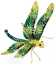 Kubla Crafts Cloisonne 4791YG Bejeweled Ylwith Green Dragonfly Ornament