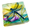 Kubla Crafts Capiz 1050N Dragonfly on Lotus Capiz Box