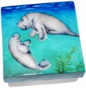 Kubla Crafts Capiz 1124 Manatee and Baby Capiz Box