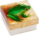 Kubla Crafts Capiz KUB 1214C Capiz Box Dark Green Frog