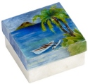 Kubla Crafts Capiz 1243 Capiz Box Outrigger and Palm