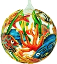 Kubla Crafts Bejeweled Enamel 1300N Cloisonne Fishes Glass Ball Ornament