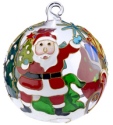 Kubla Crafts Cloisonne 1303R Santa Village Cloisonne Glass Ball Ornament Set of 2