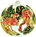 Kubla Crafts Cloisonne 1308E Cloisonne Flamingo on Glass Ball Ornament