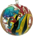Kubla Crafts Cloisonne 1308F Cloisonne Fish and Coral on Glass Ball Ornament