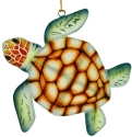 Kubla Crafts Cloisonne 1314B Brown Sea Turtle Capiz Ornament Set of 3