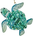Kubla Crafts Cloisonne 1314G Green Sea Turtle Capiz Ornament Set of 3