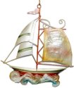 Kubla Crafts Capiz 1316BN Capiz Red Sailboat Ornament