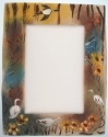 Kubla Crafts Bejeweled Enamel 1345 Crane Hand painted Fabric Frame