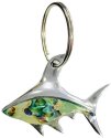 Kubla Crafts Bejeweled Enamel 1421S Abalone Shark Key Ring