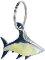 Kubla Crafts Bejeweled Enamel 1424N Mother of Pearl Shark Key Ring