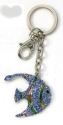Kubla Crafts Bejeweled Enamel 1438B Blue Fish Key Ring Set of 2