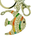 Kubla Crafts Bejeweled Enamel 1438M Multi Color Fish Key Ring Set of 2