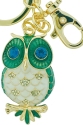 Kubla Crafts Bejeweled Enamel 1458 Green Owl Key Ring