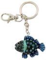 Kubla Crafts Bejeweled Enamel 1460 Blue Fish Key Ring