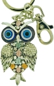 Kubla Crafts Bejeweled Enamel 1478 Owl with Big Eye Key Ring