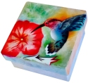 Kubla Crafts Capiz 1523B Capiz Box Hummingbird and Red Flower