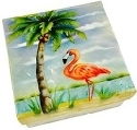 Kubla Crafts Capiz KUB 1565B Large Capiz Box Flamingo Palm