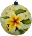 Kubla Crafts Capiz 1600M Yellow Plumeria Capiz Ornament Set of 2