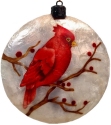 Kubla Crafts Capiz 1600W Cardinal Capiz Ornament Set of 2