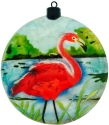 Kubla Crafts Capiz 1600Y Flamingo Capiz Ornament Set of 2