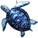 Kubla Crafts Cloisonne 1614BL Blue Sea Turtle Capiz Ornament Set of 2
