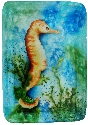 Kubla Crafts Capiz 1629D Capiz Medium Tray Seahorse